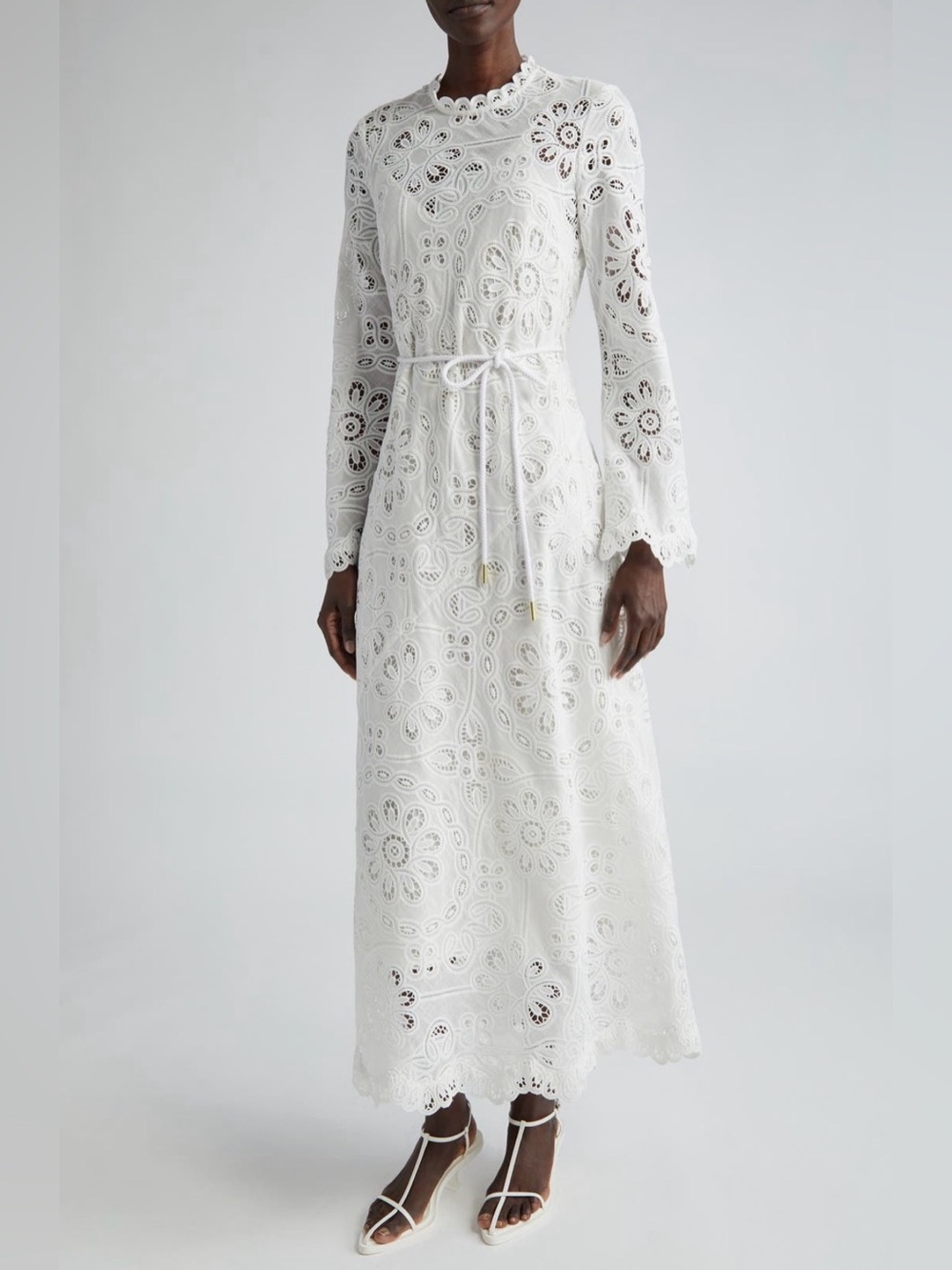 Zimmermann Ottie Guipure Lace Long Sleeve Maxi Dress US4/AU0/UK8